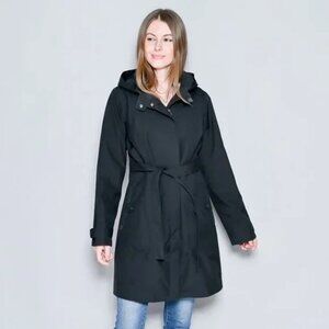 PATAGONIA Arborist Rain Trench Coat Womens Black Longline Hooded Waterproof